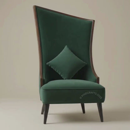Luxury Emerald Green Wingback Accent Chair | Modern Velvet Lounge Chair with High Back for Living Room, Bedroom & Hotel