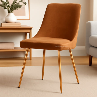 Velvet Cushioned Dining Chair with Stainless Steel Legs