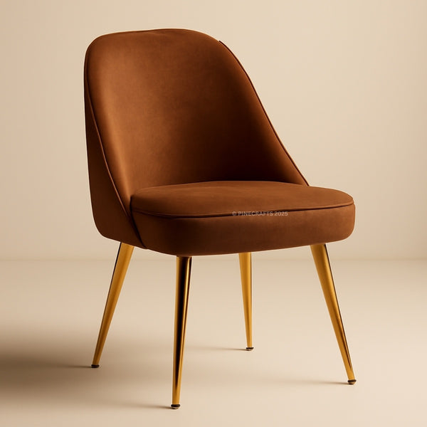 Brown chair with gold legs on a beige background