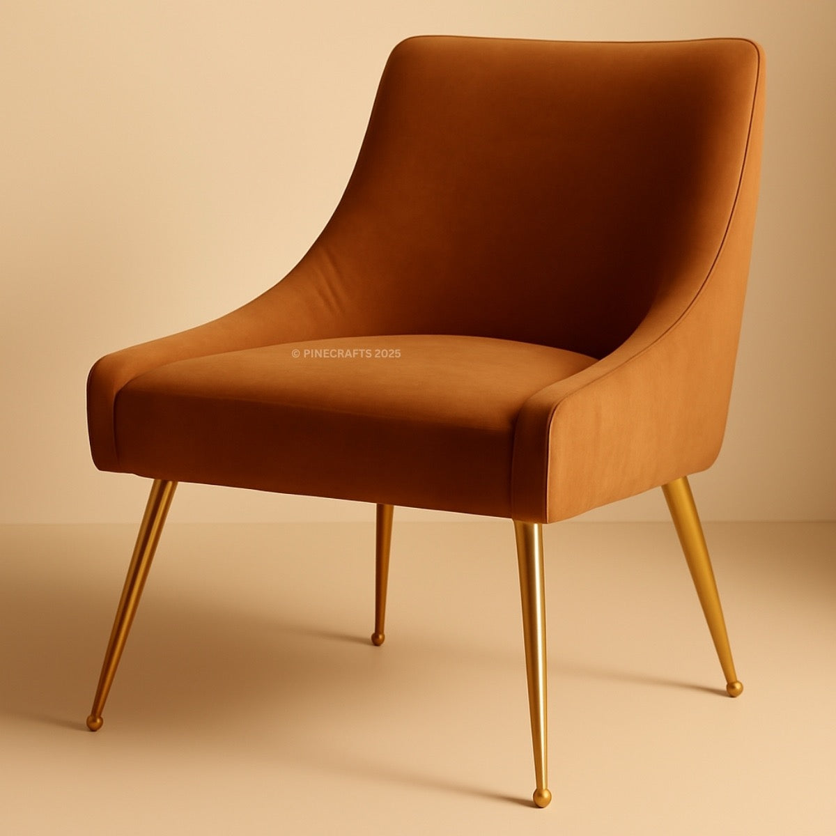 Brown chair with gold legs on a beige background