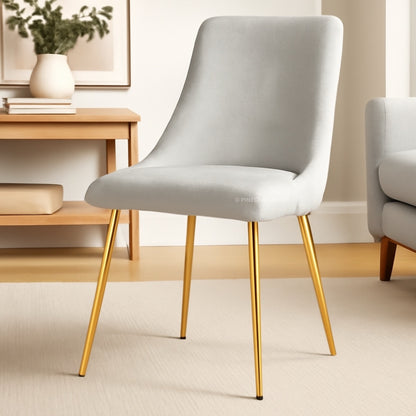 Velvet Cushioned Dining Chair with Stainless Steel Legs
