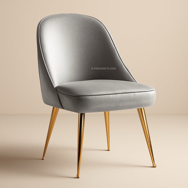 Gray chair with gold legs on a beige background