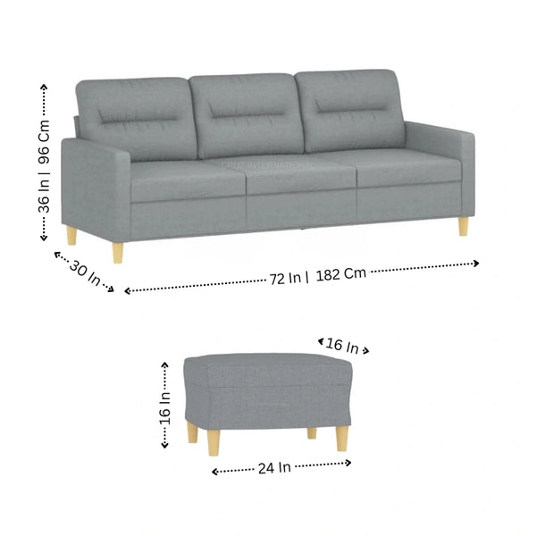3 Seater L Shape Fabric Sofa for Living Room - Table - CRUZ INTERNATIONAL - Furniture Store