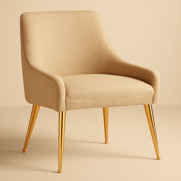Beige chair with gold legs on a beige background