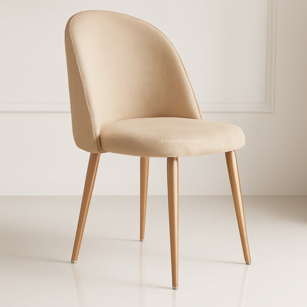 Beige chair with wooden legs on a light background