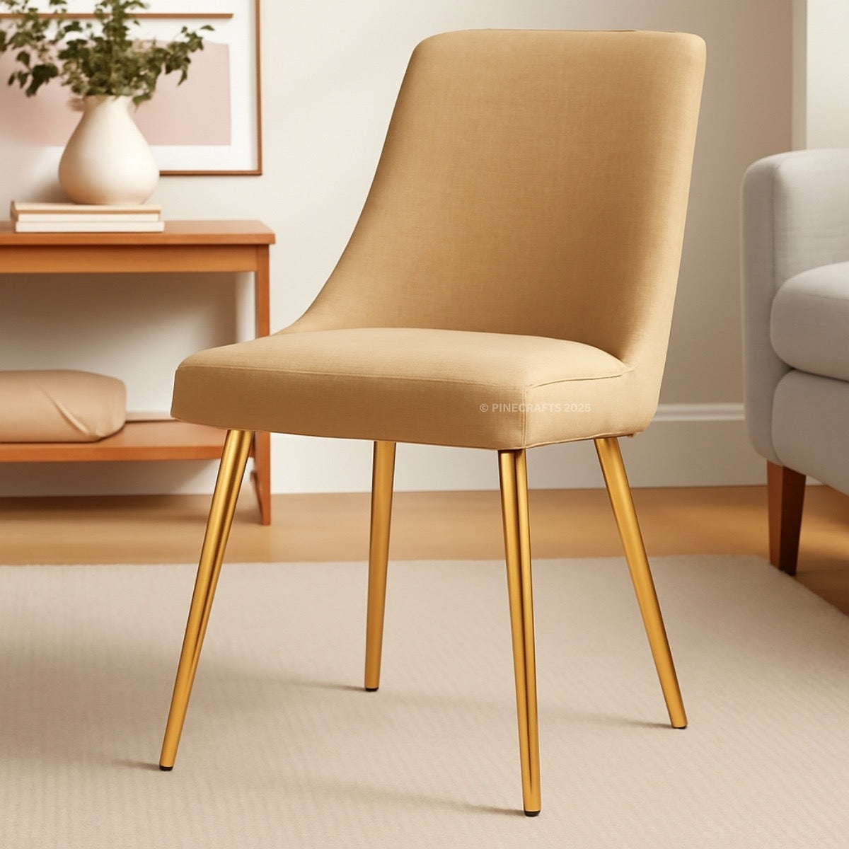 Velvet Cushioned Dining Chair with Stainless Steel Legs