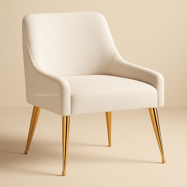 Beige chair with gold legs on a beige background