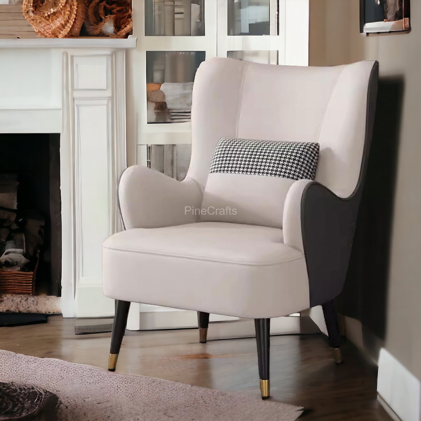 Modern Fabric Wingback Chair