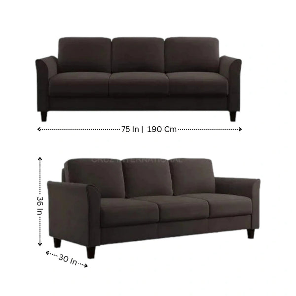 Modern Cute Look 3 Seater Fabric Sofa - Sofa - CRUZ INTERNATIONAL - Furniture Store