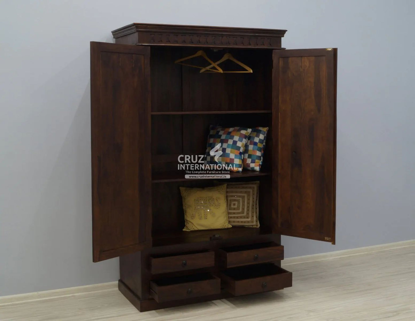 Classic Elena Almirah & Wardrobe | Standard | Brown CRUZ INTERNATIONAL