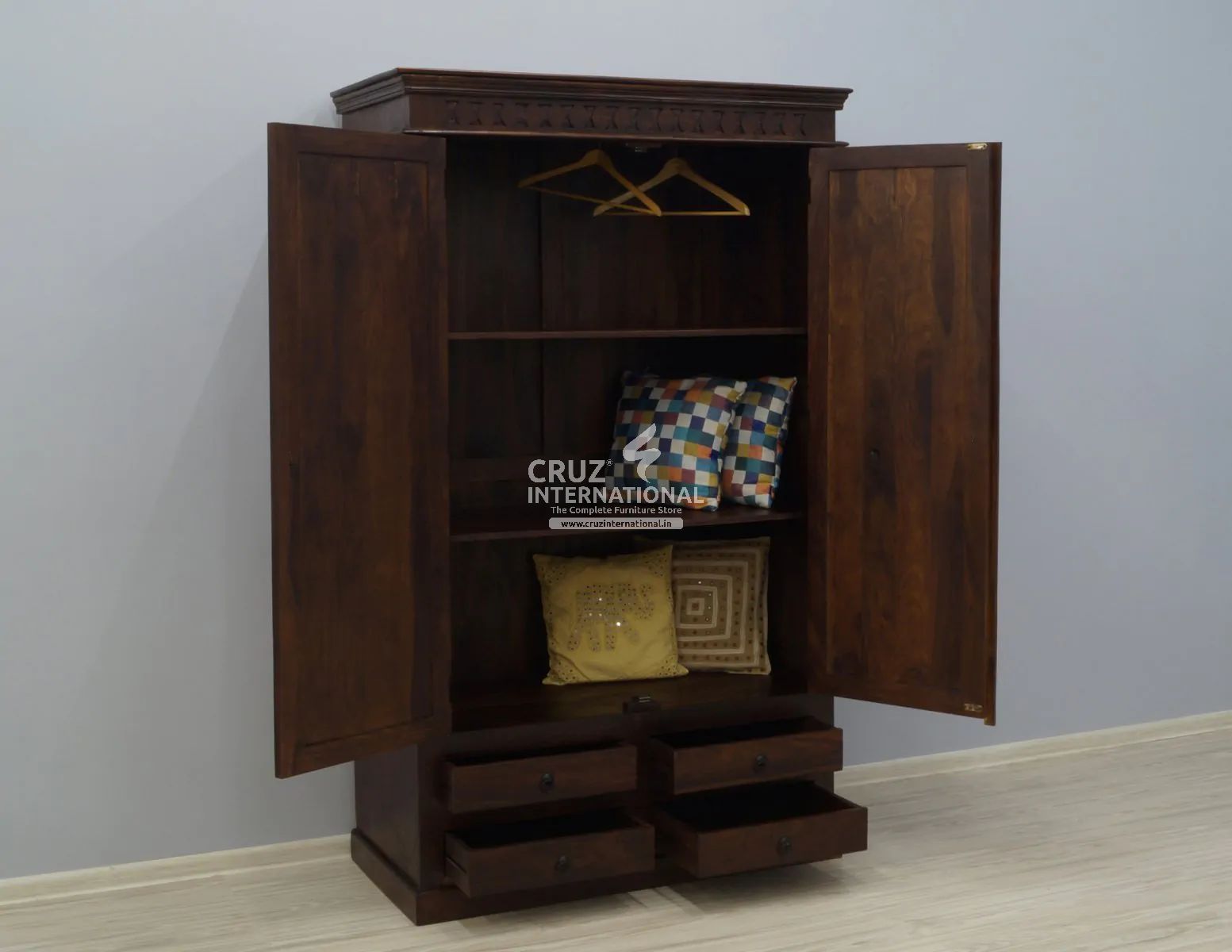 Classic Elena Almirah & Wardrobe | Standard | Brown CRUZ INTERNATIONAL