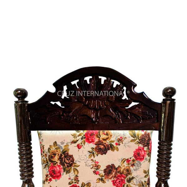 Shahi Malin Rocking Chair | Rosewood | Printed Fabric CRUZ INTERNATIONAL