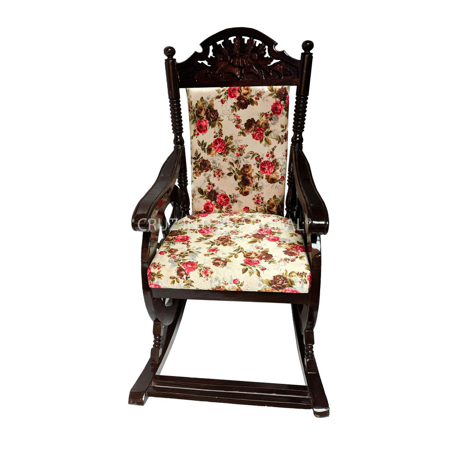 Shahi Malin Rocking Chair | Rosewood | Printed Fabric CRUZ INTERNATIONAL