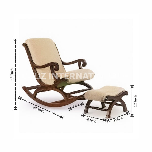 Shahi Mathea Rocking Chair+Footrest | Rosewood | 10 Colours Available CRUZ INTERNATIONAL