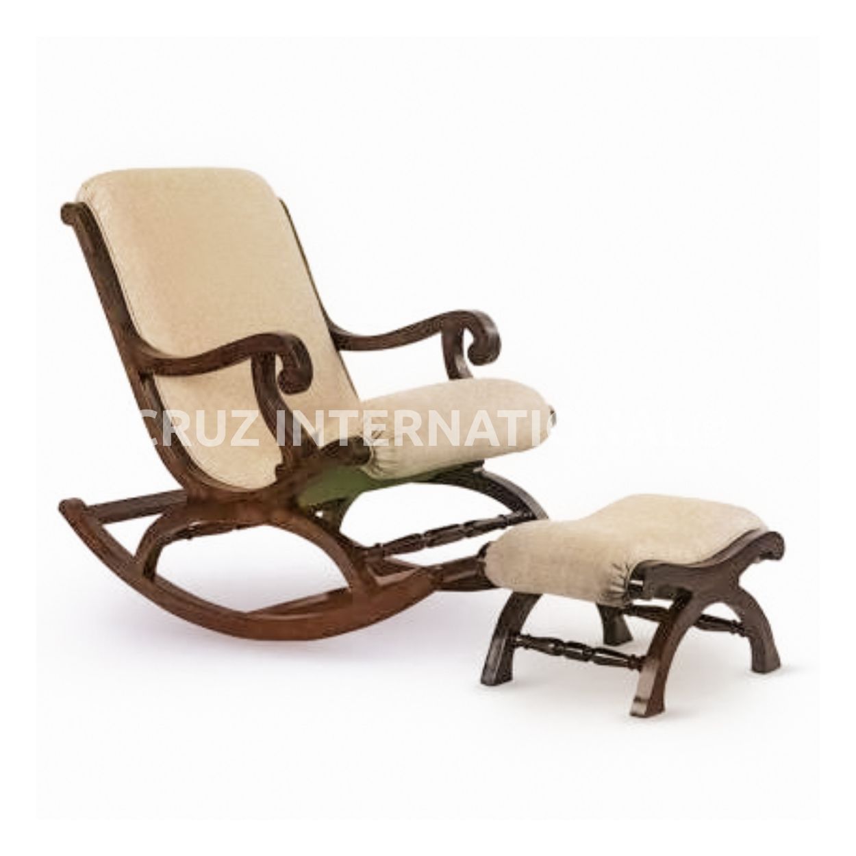 Shahi Mathea Rocking Chair+Footrest | Rosewood | 10 Colours Available CRUZ INTERNATIONAL