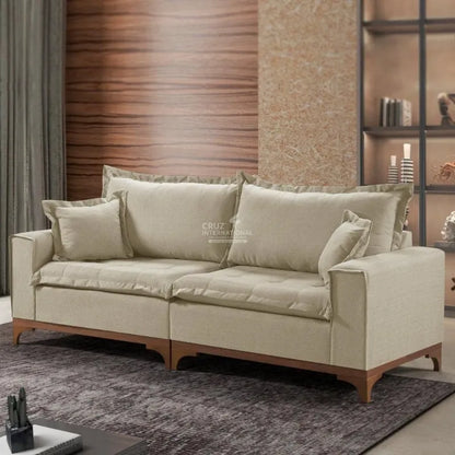Upgrade Your Living Room with Our Solid Wood 3-Seater Sofa CRUZ INTERNATIONAL