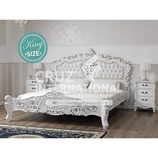 Maharaja Michele White Carving Bed CRUZ INTERNATIONAL