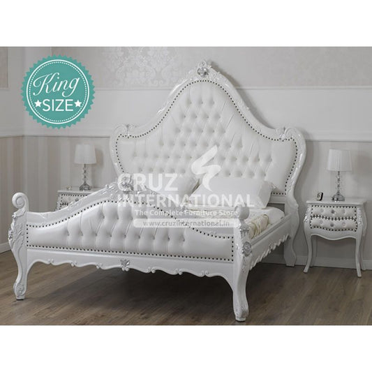 Maharaja Carving White Giulio Bed CRUZ INTERNATIONAL