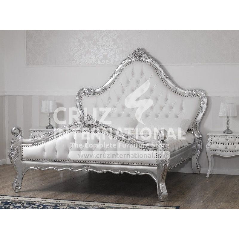 Maharaja Chiara Silver Carving Bed CRUZ INTERNATIONAL