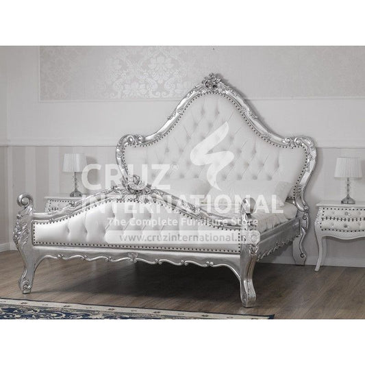 Maharaja Chiara Silver Carving Bed CRUZ INTERNATIONAL
