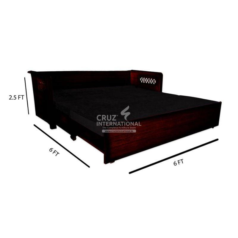 Josefina Evergreen Sofa Cum Bed Teakwood CRUZ INTERNATIONAL