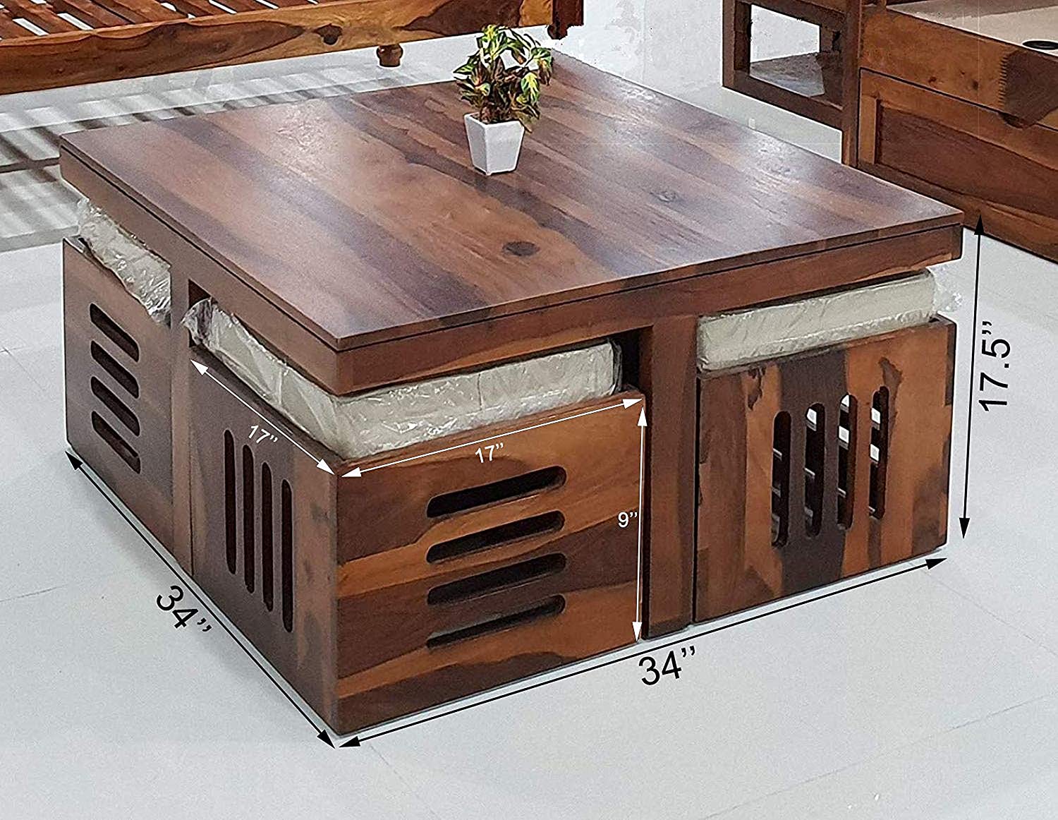 Sheesham Wood Coffee Table with Natural Polish CRUZ INTERNATIONAL