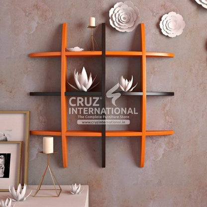 Modern Wooden Wall Rack Shelves CRUZ INTERNATIONAL