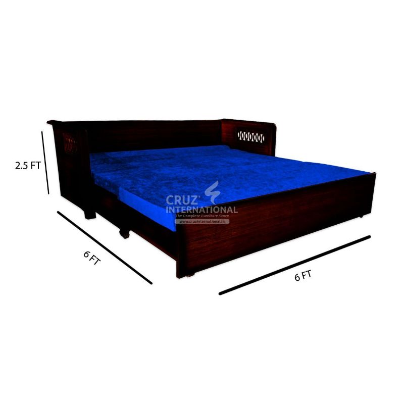 Josefina Evergreen Sofa Cum Bed Teakwood CRUZ INTERNATIONAL
