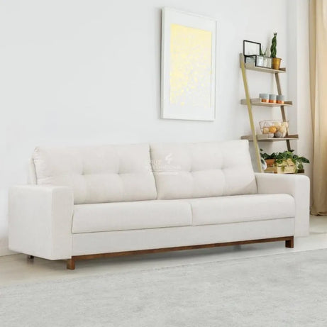 Woodland 3-Seater Solid Wood Sofa in Cream CRUZ INTERNATIONAL