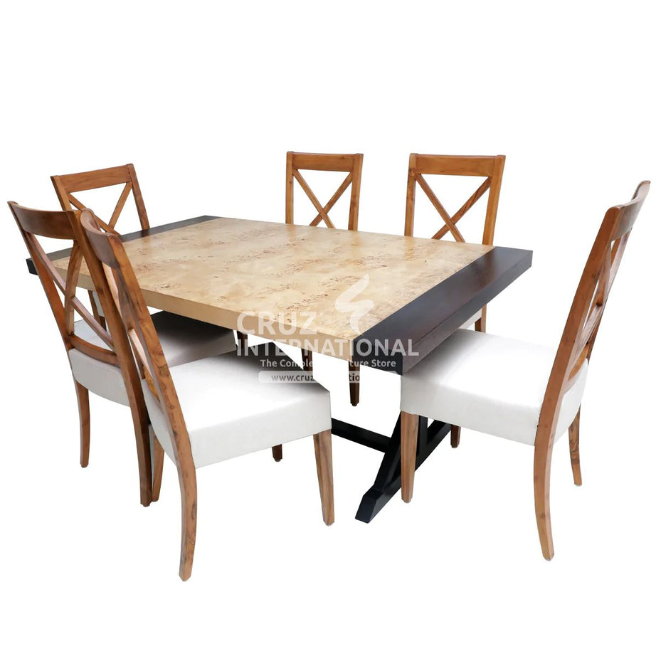 Classic Jack Benito Wooden Dinning Table | 6 Chairs & 1 Table CRUZ INTERNATIONAL