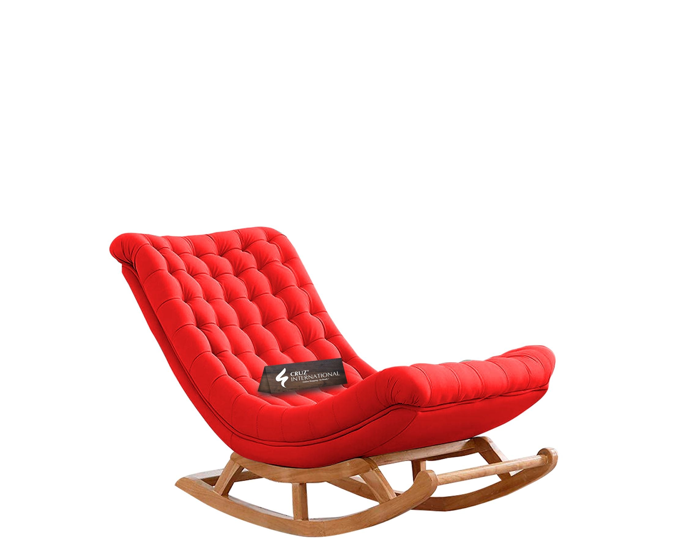 Premium Thyra Natural Rocking Chair | Rosewood | 17 Colours Available CRUZ INTERNATIONAL