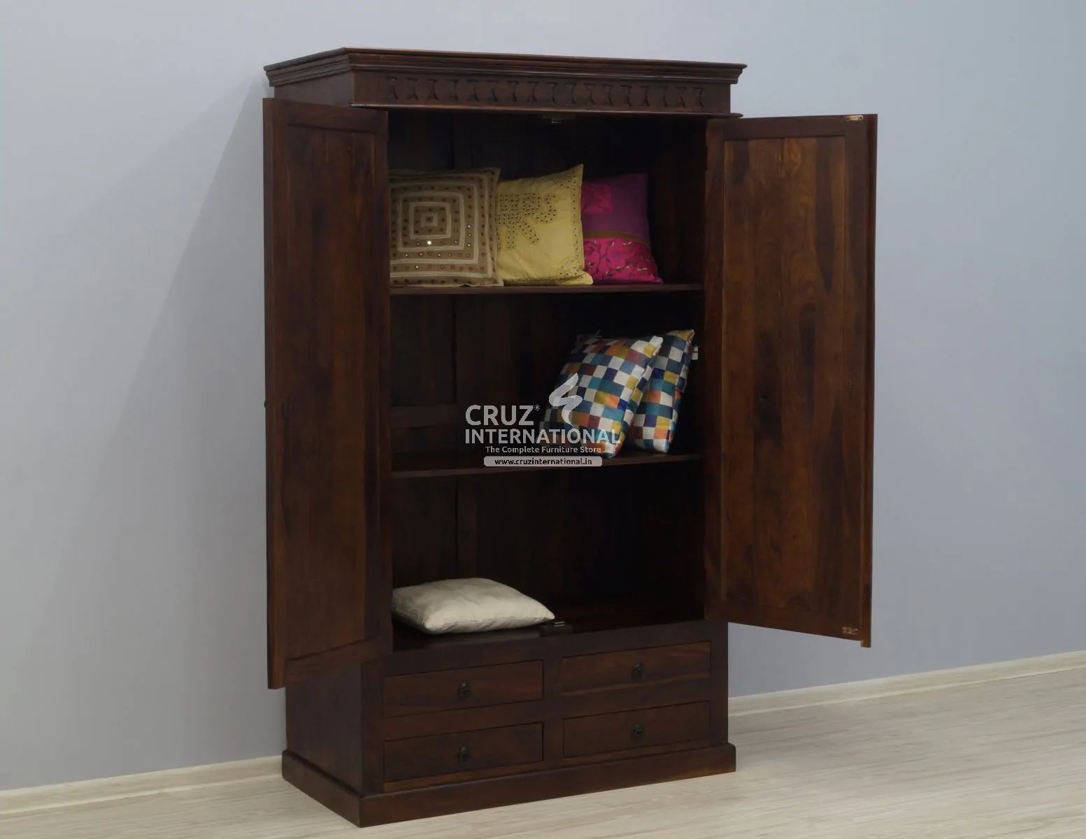 Classic Elena Almirah & Wardrobe | Standard | Brown CRUZ INTERNATIONAL
