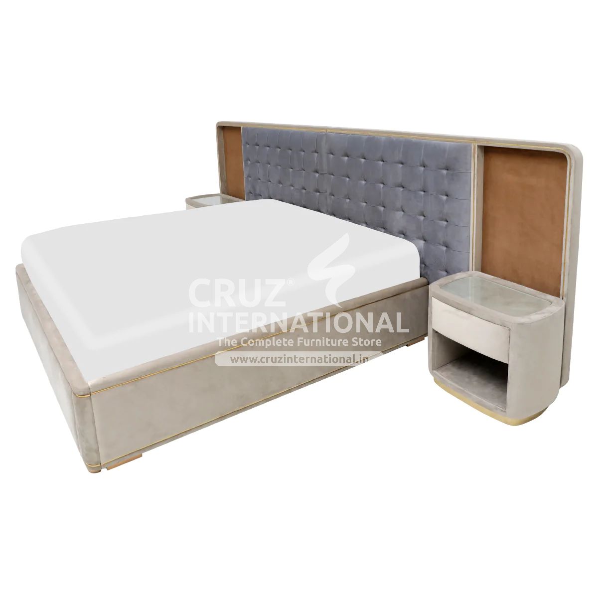 Modern Andrea Classic Gaia Bed | 2 Sizes Available | with Side table CRUZ INTERNATIONAL