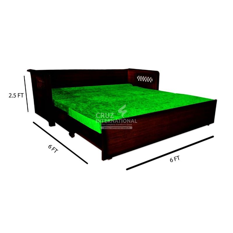 Josefina Evergreen Sofa Cum Bed Teakwood CRUZ INTERNATIONAL