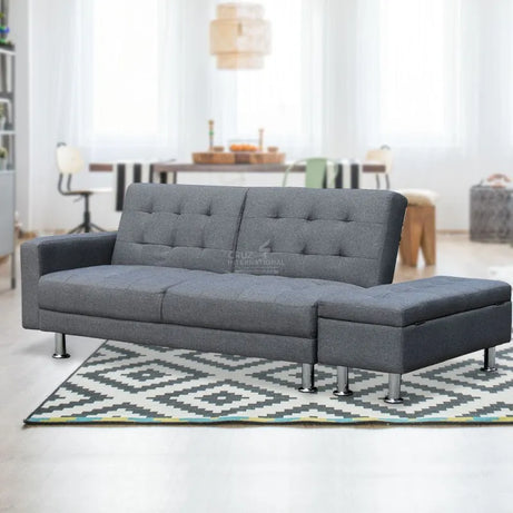 Modern Elegance: L-Shaped Sofa with Sleek Stainless Steel Legs CRUZ INTERNATIONAL