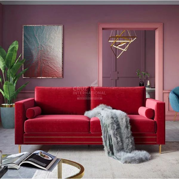 Modern Salvador Sofa Set | Maroon CRUZ INTERNATIONAL