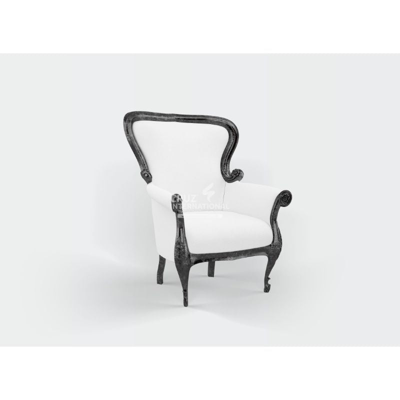 Modern Valentina Arm Chair | Black Dico and White CRUZ INTERNATIONAL