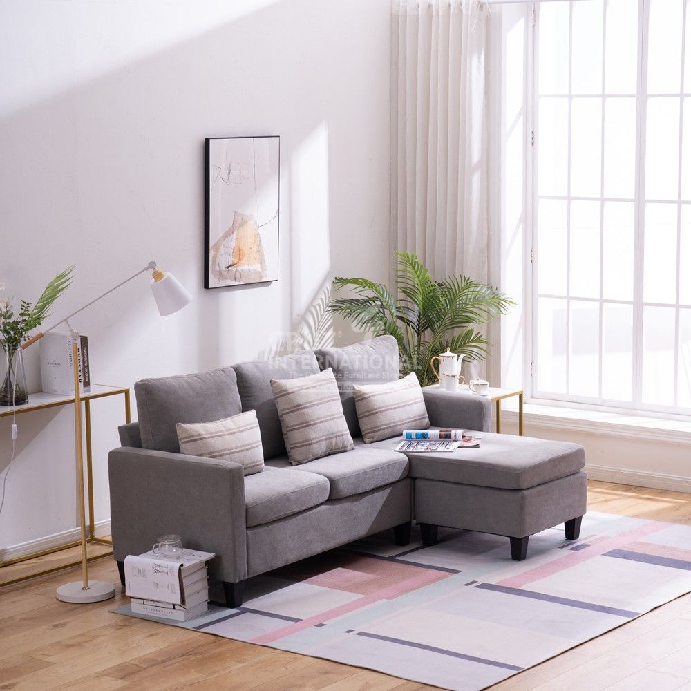 Modern Anita Sofa Set | L Shape | Grey CRUZ INTERNATIONAL